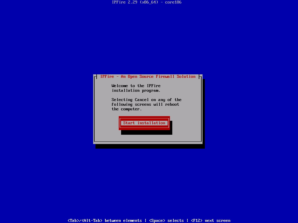 Start IPFire Installation