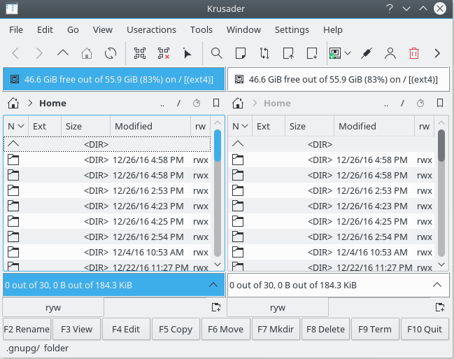 Krusader File Manager for Linux