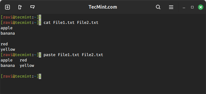 Linux Paste Command