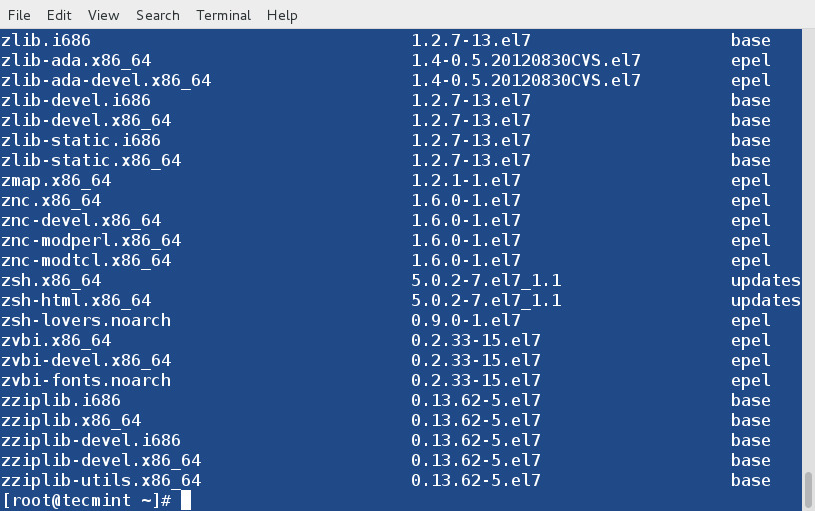 List All Packages using DNF