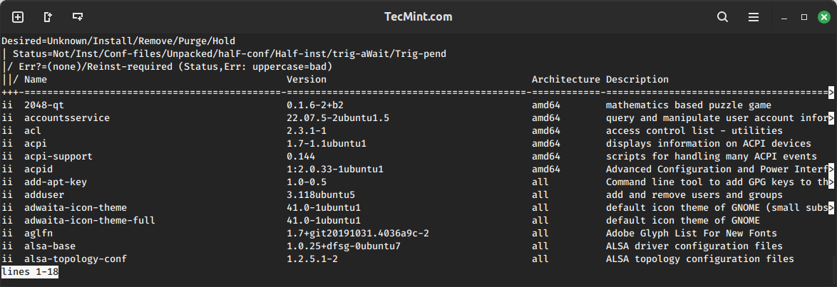 List Installed Deb Packages