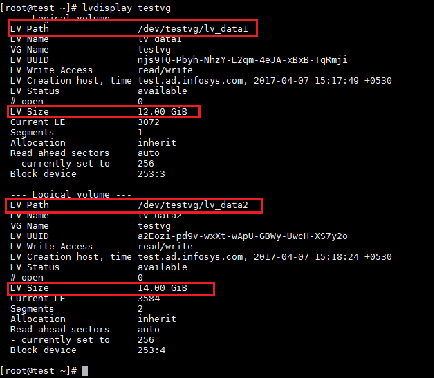 List Logical Volumes