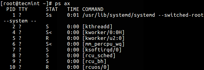 List Processes in BSD Format