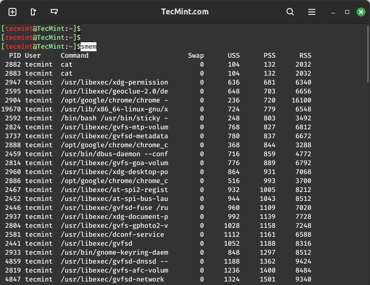 Monitor User Memory Usage by Processes