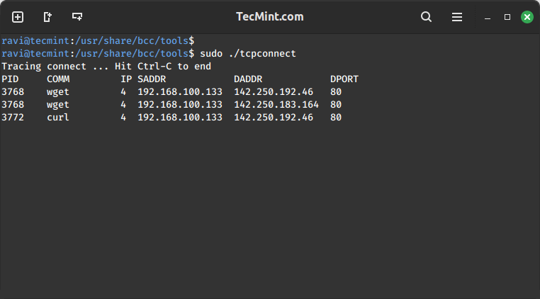 Monitoring TCP Connections in Linux