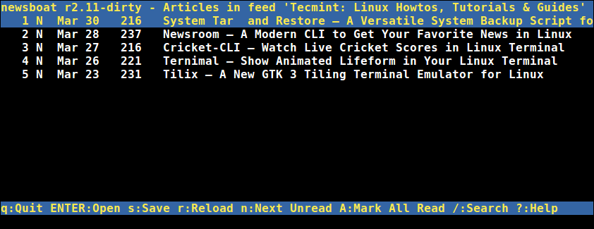 Newsboat Commandline RSS Reader