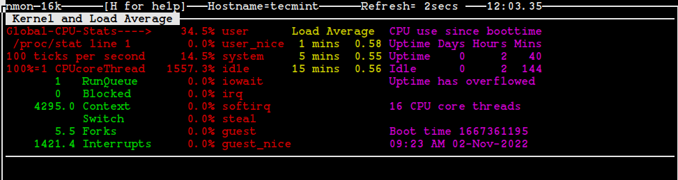 Nmon - Check Linux Kernel Information