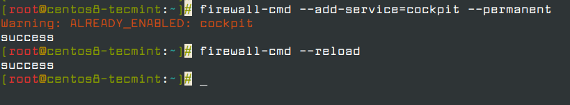 Open Cockpit Web Console Port on Firewall