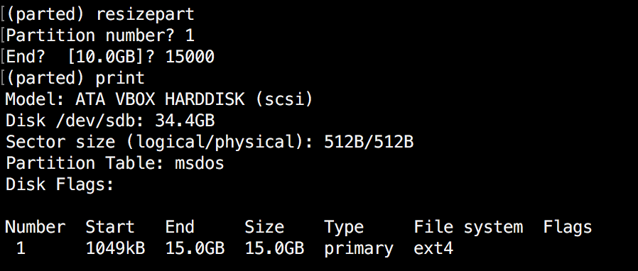 Verify Linux Resize Partition