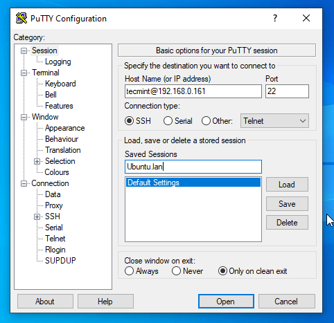 Putty Linux Login