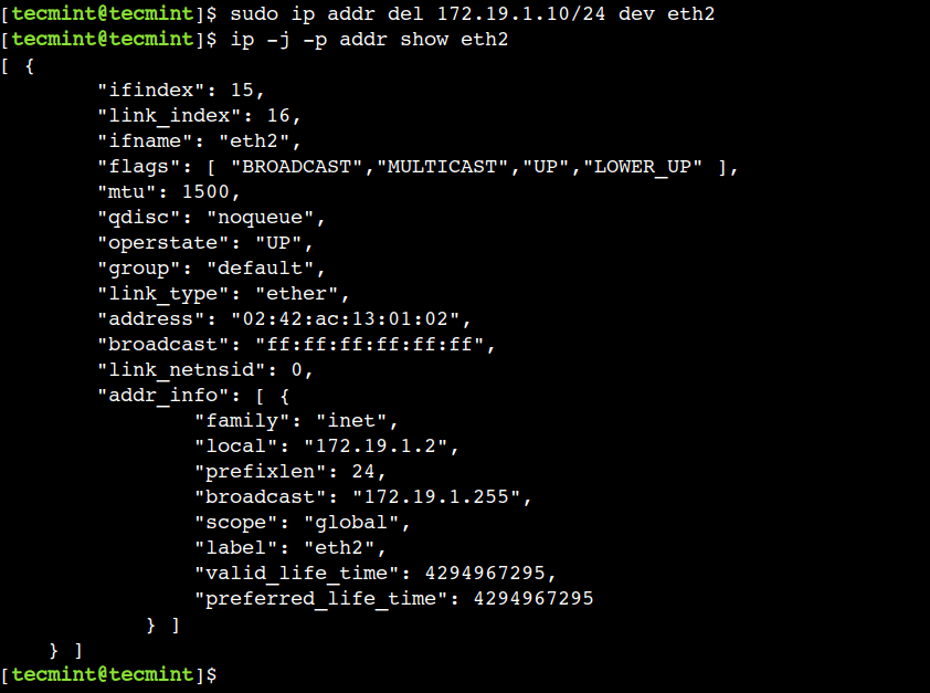 Remove Network IP Address in Linux