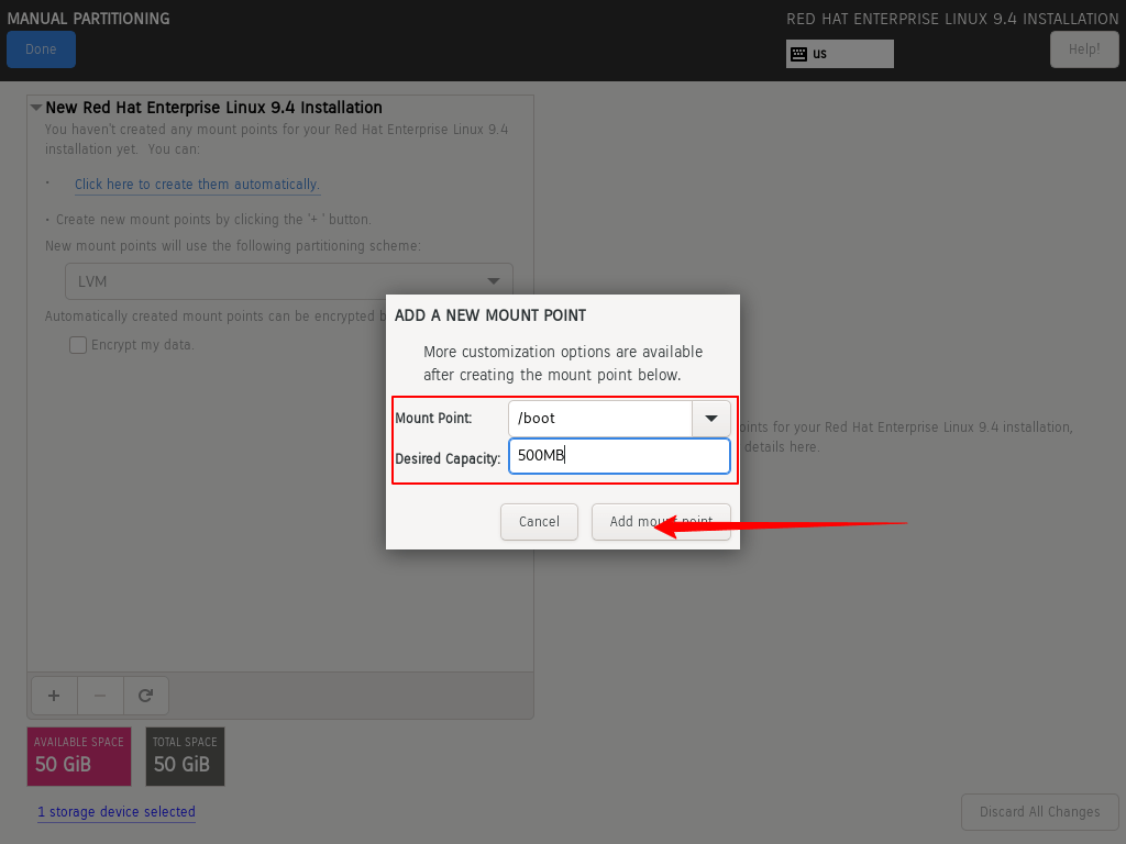 RHEL Create Boot Partition