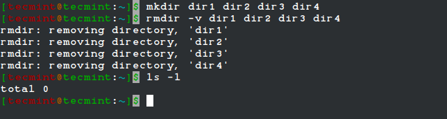 rmdir Command Verbose Mode