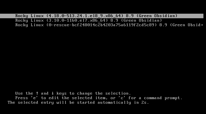 Rocky Linux 8 Entry in Grub