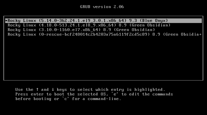 Boot into Rocky Linux 9