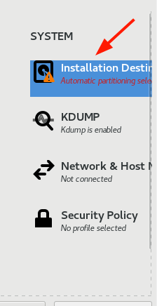 Rocky Linux Installation Destination