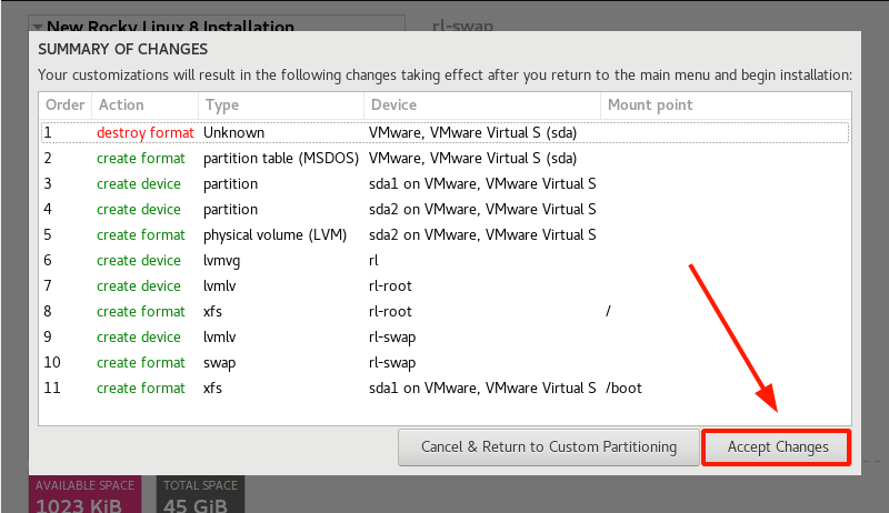 Rocky Linux Partition Changes