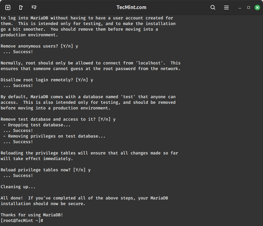 Secure MySQL Installation