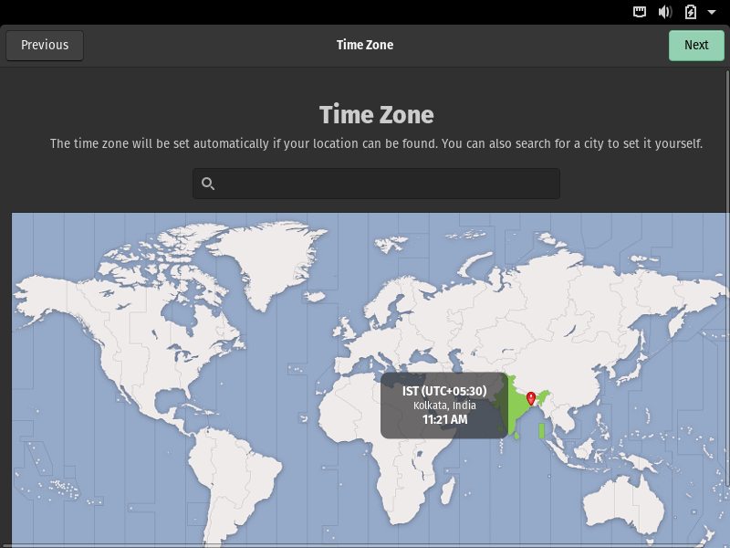 Select PopOS Timezone