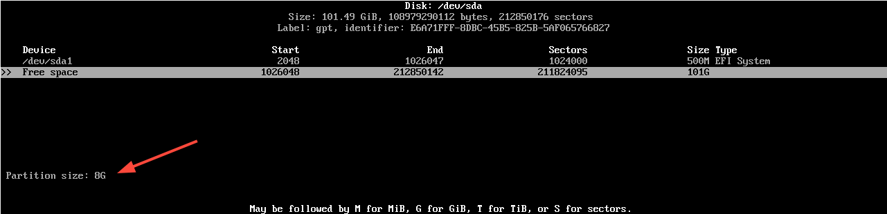 Set Swap Partition Size