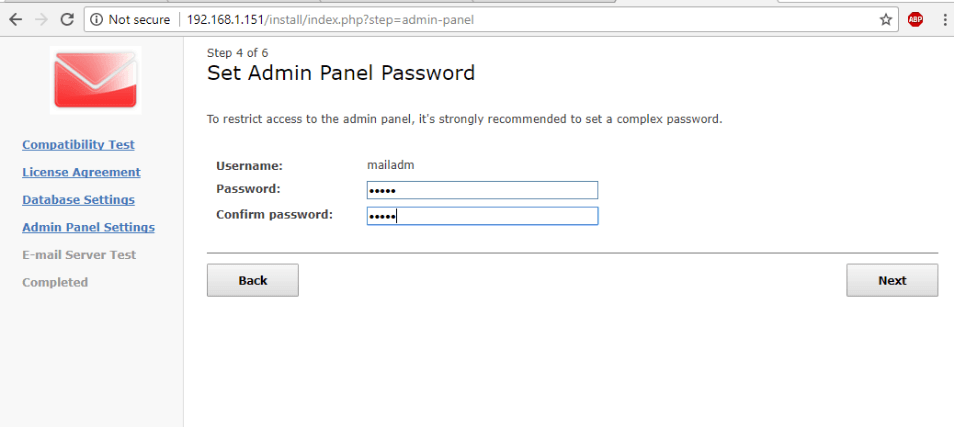 Set WebMail Admin Password