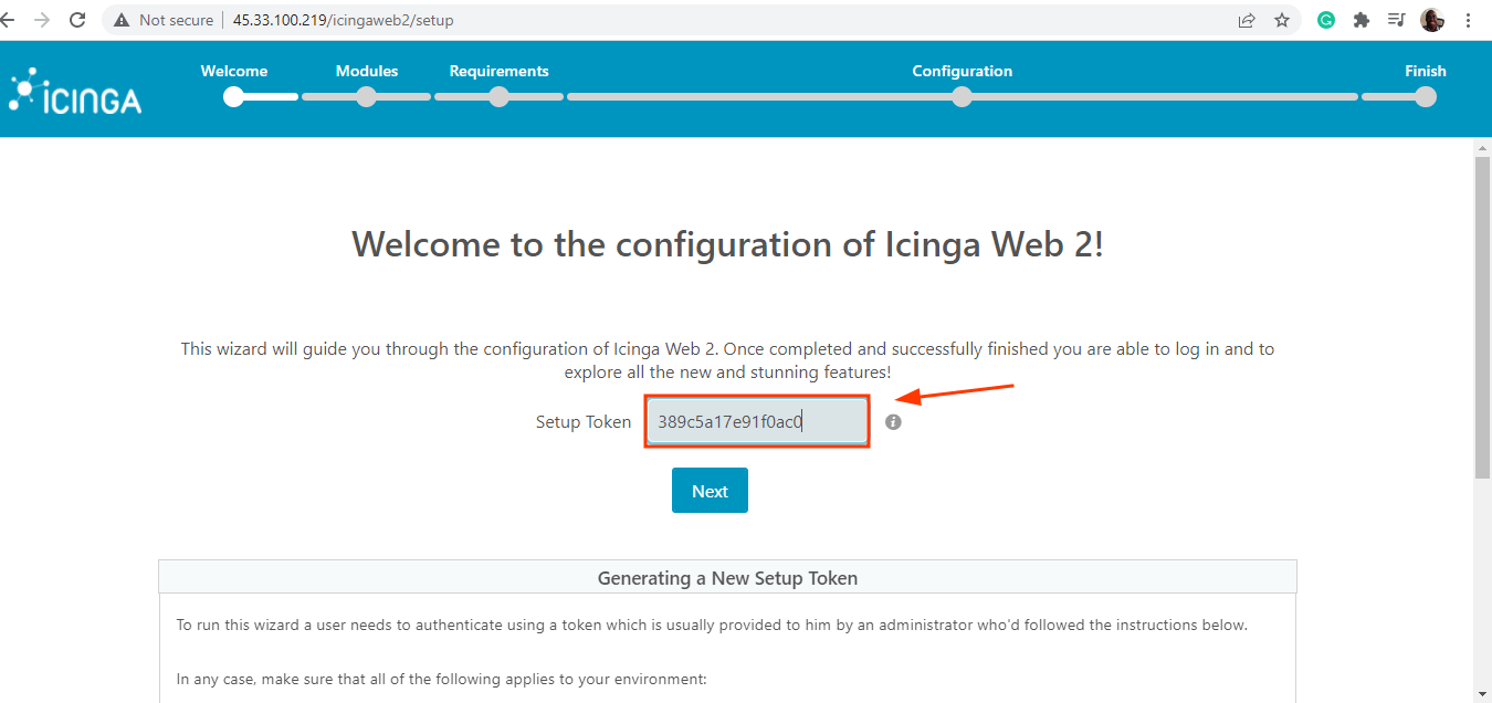 Setup Token for Icinga