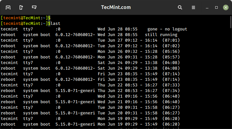 Show Most Recent Login Sessions