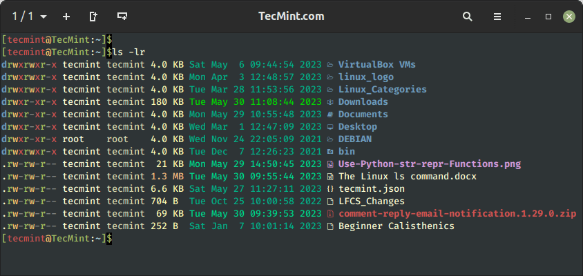 Sort Files in Reverse Order in Linux