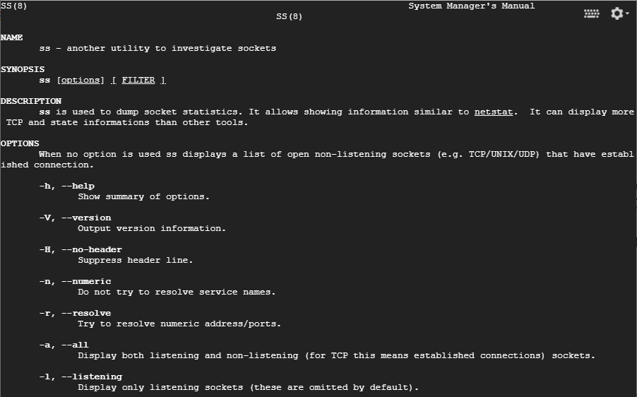 Find ss Command Usage and Options