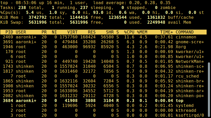 List Linux Running Processes