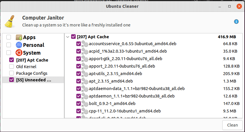 Ubuntu Cleaner