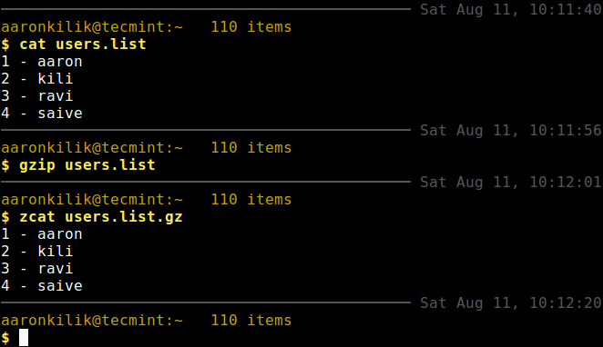 View Compressed File Contents in Linux