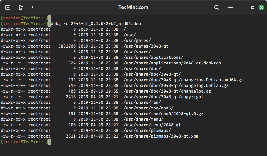 View Contents of Deb Package