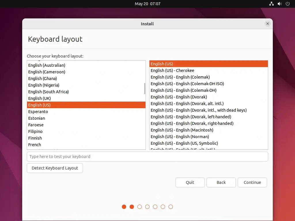 Choose Keyboard Layout