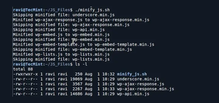 Minify JS and CSS Files in Linux